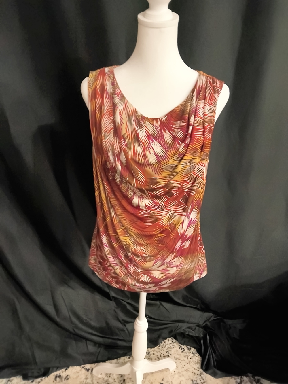 Worthington Cowl Neck Sleeveless Top in Rust Mix